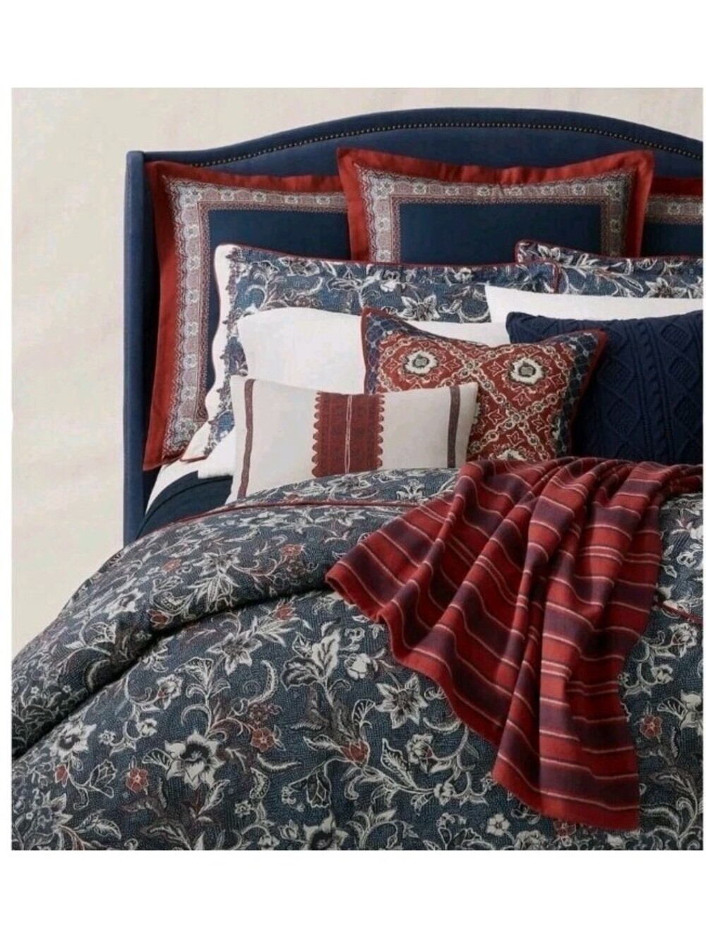 Ralph Lauren Mirabelle Duvet Cover Full/Queen 92x96 Navy Blue Floral Paisley NWT